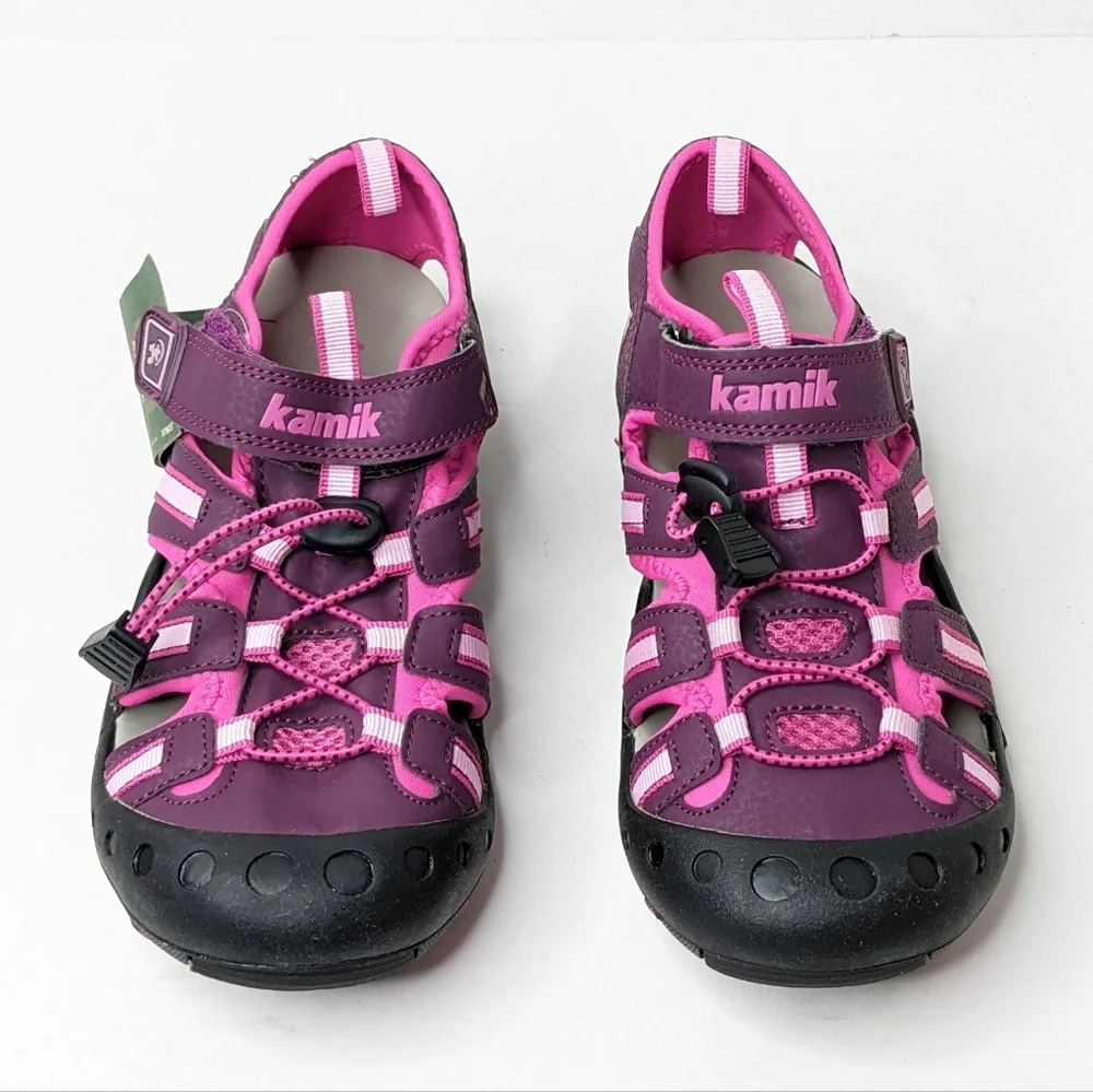 Kamik Crab Sport Sandals, Black/Pink, Big Kids 4